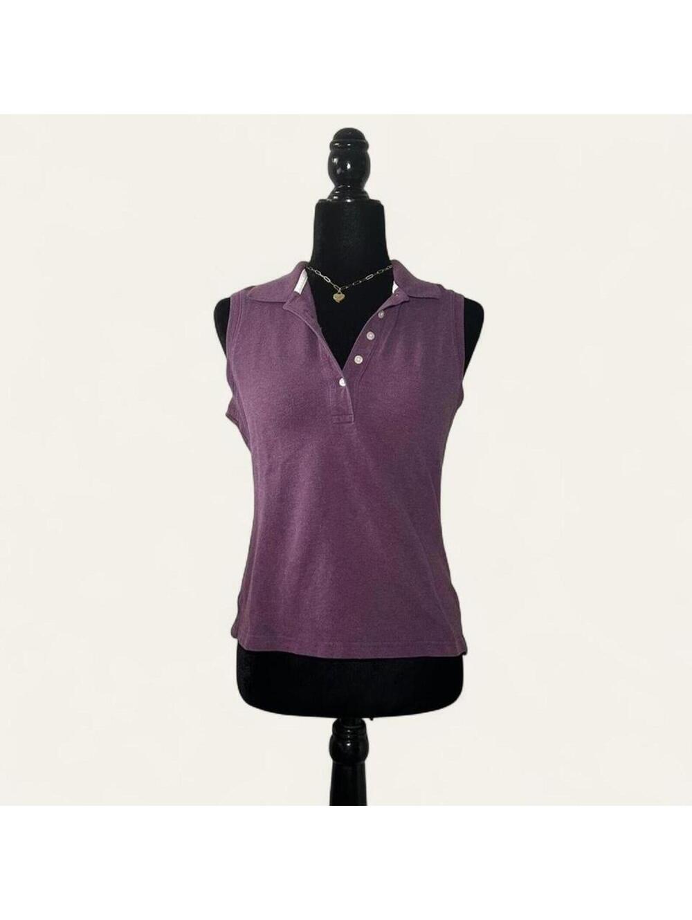 Vintage Y2K L.L.Bean Purple Sleeveless Polo Button Up Minimalist Size XS